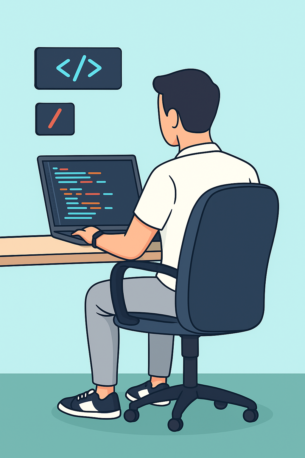 Garoto programando no computador